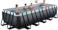 Obdélníkové bazény  - Bazén s filtrací Black Leather pool Exit Toys ocelová konstrukce 540*250*122 cm černý od 6 let_0