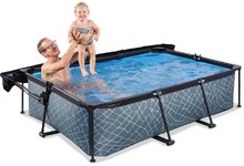 Piscine rettangolari - Piscina con tettoia e filtrazione Stone pool Exit Toys costruzione in acciaio 220*150*65 cm grigia dai 6 anni_1