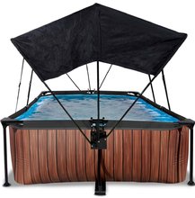 Piscine dreptunghiulare - Piscină cu acoperiș și filtrare Wood pool brown Exit Toys construcție din metal 220*150*65 cm maro de la 6 ani_2