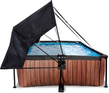 Obdélníkové bazény  - Bazén se stříškou a filtrací Wood pool Exit Toys ocelová konstrukce 220*150 cm hnědý od 6 let_3
