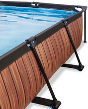 Bazény obdĺžnikové - Bazén so strieškou a filtráciou Wood pool Exit Toys oceľová konštrukcia 220*150*65 cm hnedý od 6 rokov_0