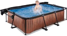 Piscine rettangolari - Piscina con tettoia e filtrazione Wood pool Exit Toys costruzione in acciaio 220*150*65 cm marrone dai 6 anni_2