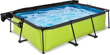 Bazény obdĺžnikové - Bazén so strieškou a filtráciou Lime pool Exit Toys oceľová konštrukcia 220*150*65 cm zelený od 6 rokov_2