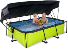 Bazény obdĺžnikové - Bazén so strieškou a filtráciou Lime pool Exit Toys oceľová konštrukcia 220*150*65 cm zelený od 6 rokov_0