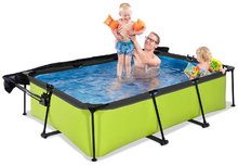 Bazény obdĺžnikové - Bazén so strieškou a filtráciou Lime pool Exit Toys oceľová konštrukcia 220*150*65 cm zelený od 6 rokov_1