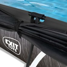 Baseny prostokątne - Basen z daszkiem i filtracją Black Wood pool Exit Toys stalowa konstrukcja 220*150*65 cm czarny od 6 lat_0
