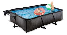 Baseny prostokątne - Basen z daszkiem i filtracją Black Wood pool Exit Toys stalowa konstrukcja 220*150*65 cm czarny od 6 lat_2