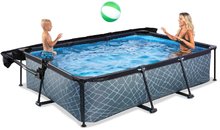 Obdélníkové bazény  - Bazén se stříškou a filtrací Stone pool Exit Toys ocelová konstrukce 300*200 cm šedý od 6 let_1