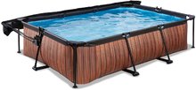 Bazény obdĺžnikové - Bazén so strieškou a filtráciou Wood pool Exit Toys oceľová konštrukcia 300*200*65 cm hnedý od 6 rokov_2