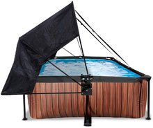 Obdélníkové bazény  - Bazén se stříškou a filtrací Wood pool Exit Toys ocelová konstrukce 300*200 cm hnědý od 6 let_0