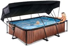 Pravokutni bazeni - Bazen s krovom i filtracijom Wood pool brown Exit Toys metalna konstrukcija 300*200*65 cm smeđi od 6 god_0