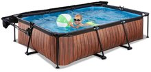Obdélníkové bazény  - Bazén se stříškou a filtrací Wood pool Exit Toys ocelová konstrukce 300*200 cm hnědý od 6 let_1