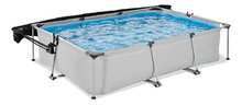 Obdélníkové bazény  - Bazén se stříškou a filtrací Soft Grey pool Exit Toys ocelová konstrukce 300*200*65 cm šedý od 6 let_0