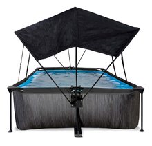Bazény obdĺžnikové - Bazén so strieškou a filtráciou Black Wood pool Exit Toys oceľová konštrukcia 300*200*65 cm čierny od 6 rokov_1