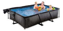 Bazény obdĺžnikové - Bazén so strieškou a filtráciou Black Wood pool Exit Toys oceľová konštrukcia 300*200*65 cm čierny od 6 rokov_2