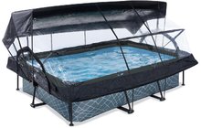 Bazény obdĺžnikové - Bazén so strieškou krytom a filtráciou Stone pool Exit Toys oceľová konštrukcia 220*150*65 cm šedý od 6 rokov_1