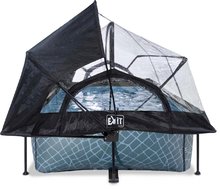 Piscine rettangolari - Piscina dotata di tenda di parasole, copertura e filtrazione Stone pool Exit Toys telaio in acciaio 220*150*6 cm grigio da 6 anni_3