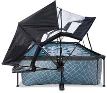 Piscine rettangolari - Piscina dotata di tenda di parasole, copertura e filtrazione Stone pool Exit Toys telaio in acciaio 220*150*6 cm grigio da 6 anni_0
