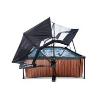 Piscine rettangolari - Piscina con tettoia, copertura e filtrazione Wood pool Exit Toys costruzione in acciaio 220*150*65 cm marrone dai 6 anni_0