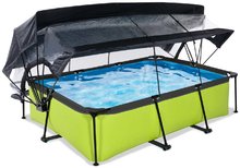 Bazény obdĺžnikové - Bazén so strieškou krytom a filtráciou Lime pool Exit Toys oceľová konštrukcia 220*150*65 cm zelený od 6 rokov_0
