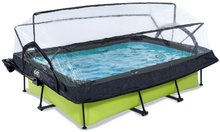 Bazény obdĺžnikové - Bazén so strieškou krytom a filtráciou Lime pool Exit Toys oceľová konštrukcia 220*150*65 cm zelený od 6 rokov_1