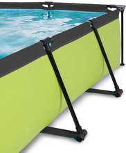 Obdélníkové bazény  - Bazén se stříškou krytem a filtrací Lime pool Exit Toys ocelová konstrukce 220*150*65 cm zelený od 6 let_1