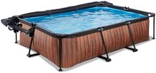 Obdélníkové bazény  - Bazén se stříškou krytem a filtrací Wood pool Exit Toys ocelová konstrukce 300*200*65 cm hnědý od 6 let_2