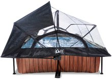 Piscine rettangolari - Piscina dotata di tenda parasole, copertura e filtrazione Wood pool Exit Toys telaio in acciaio 300*200*65 cm marrone da 6 anni_3
