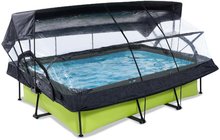 Obdélníkové bazény  - Bazén se stříškou krytem a filtrací Lime pool Exit Toys ocelová konstrukce 300*200*65 cm zelený od 6 let_0