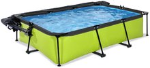 Obdélníkové bazény  - Bazén se stříškou krytem a filtrací Lime pool Exit Toys ocelová konstrukce 300*200*65 cm zelený od 6 let_2
