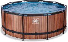 Bazeni okrogli - Bazen s peščeno filtracijo Wood pool Exit Toys okrogel kovinska konstrukcija 360*122 cm rjav od 6 leta_3
