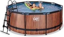 Bazény kruhové - Bazén s pieskovou filtráciou Wood pool Exit Toys kruhový oceľová konštrukcia 360*122 cm hnedý od 6 rokov_1
