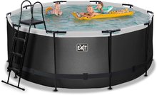 Bazény kruhové - Bazén s pieskovou filtráciou Black Leather pool Exit Toys kruhový oceľová konštrukcia 360*122 cm čierny od 6 rokov_1