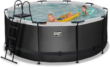 Bazény kruhové - Bazén s pieskovou filtráciou Black Leather pool Exit Toys kruhový oceľová konštrukcia 360*122 cm čierny od 6 rokov_2