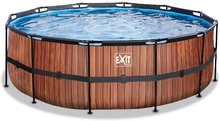 Baseny okrągłe - Basen z filtracją piaskową Wood pool Exit Toys okrągły, stalowa konstrukcja, 427x122 cm, brązowy, od 6 roku życia_2