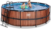 Okrugli bazeni - Bazen s pješčanom filtracijom Wood pool Exit Toys okrugli metalna konstrukcija 427*122 cm smeđi od 6 god_1