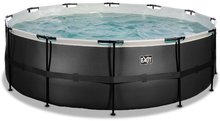 Bazény kruhové - Bazén s pieskovou filtráciou Black Leather pool Exit Toys kruhový oceľová konštrukcia 427*122 cm čierny od 6 rokov_2