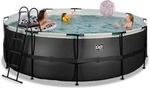 Schwimmbecken rund - EXIT Black Leather Pool ø427x122cm mit Sandfilterpumpe - schwarz _0