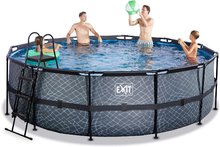 Bazény kruhové - Bazén s pieskovou filtráciou Stone pool Exit Toys kruhový oceľová konštrukcia 450*122 cm šedý od 6 rokov_1