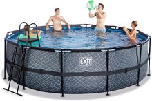 Piscine rotunde - Piscină cu filtrare pentru nisip Stone pool grey Exit Toys construcție rotundă din metal 450*122 cm gri de la 6 ani_1