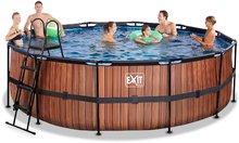Bazény kruhové - Bazén s pieskovou filtráciou Wood pool Exit Toys kruhový oceľová konštrukcia 450*122 cm hnedý od 6 rokov_1