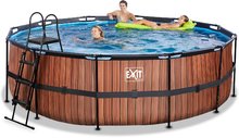 Bazény kruhové - Bazén s pieskovou filtráciou Wood pool Exit Toys kruhový oceľová konštrukcia 450*122 cm hnedý od 6 rokov_0