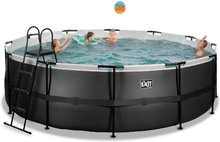 Bazény kruhové - Bazén s pieskovou filtráciou Black Leather pool Exit Toys kruhový oceľová konštrukcia 450*122 cm čierny od 6 rokov_1
