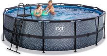 Piscine rotunde - Piscină cu filtrare pentru nisip Stone pool grey Exit Toys construcție rotundă din metal 488*122 cm gri de la 6 ani_1