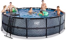 Piscine circolari - Piscina con filtrazione a sabbia Stone pool Exit Toys rotonda con costruzione in acciaio 488*122 cm grigia dai 6 anni_0