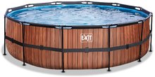 Bazény kruhové - Bazén s pieskovou filtráciou Wood pool Exit Toys kruhový oceľová konštrukcia 488*122 cm hnedý od 6 rokov_2