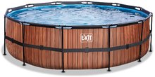 Piscine circolari - Piscina con filtrazione a sabbia Wood pool Exit Toys rotonda con costruzione in acciaio 488*122 cm marrone dai 6 anni_2