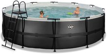 Piscine circolari - Piscina con filtrazione a sabbia Black Leather pool Exit Toys rotonda con costruzion e in acciaio 488*122 cm nera dai 6 anni_0