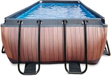 Piscines rectangulaires - Piscine avec filtration à sable Wood pool Exit Toys Structure en acier 400*200*122 cm brun à partir de 6 ans_3
