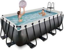 Bazény obdĺžnikové - Bazén s pieskovou filtráciou Black Leather pool Exit Toys oceľová konštrukcia 400*200*122 cm čierny od 6 rokov_0